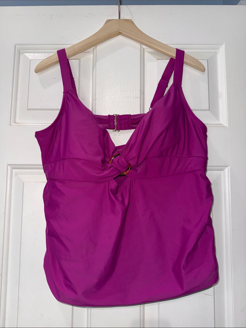 Time and Tru Fuchsia Twist-Front Swim Tank Top